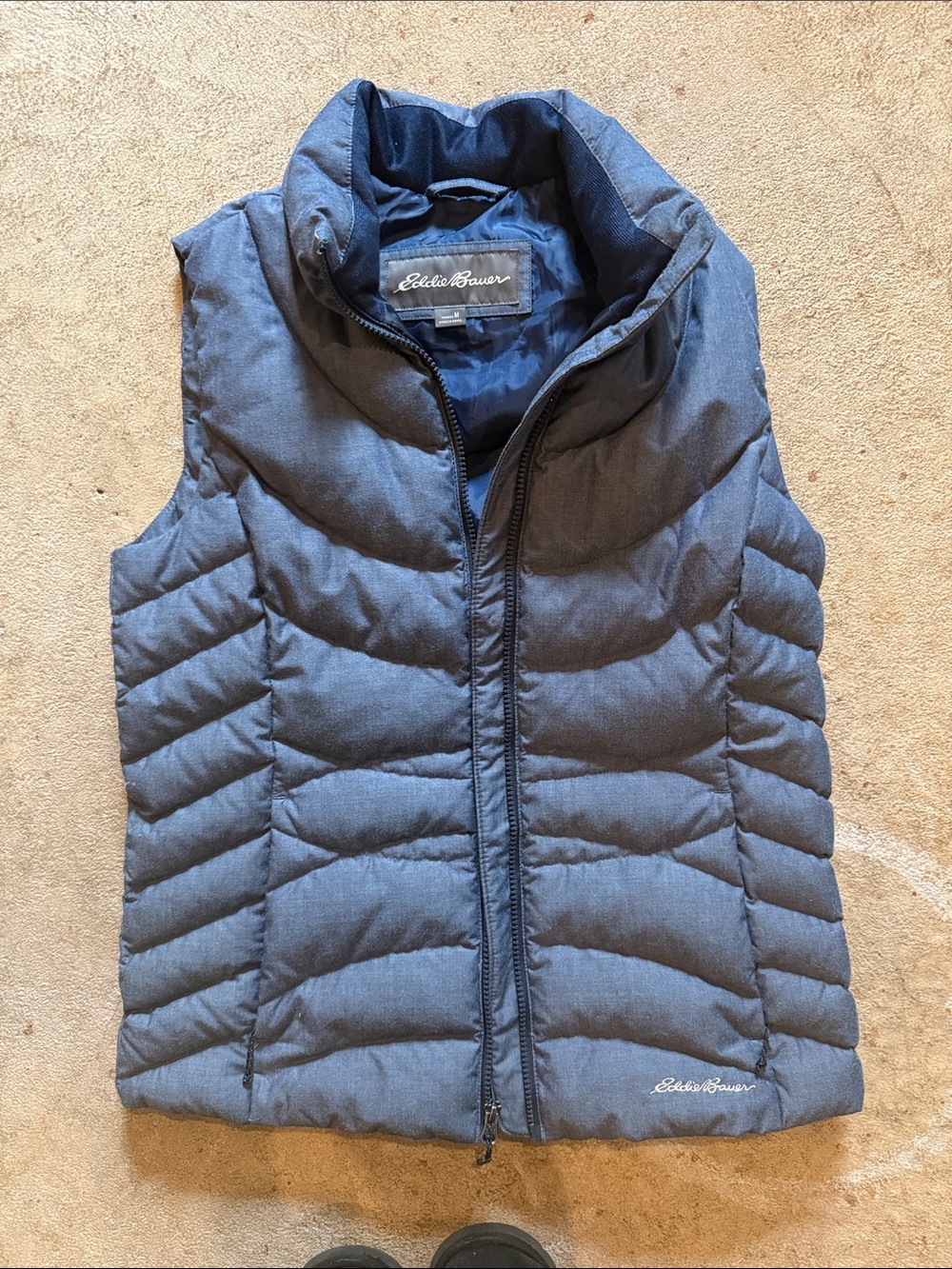 Women's medium down Eddie Bauer Quilted Puffer Vest in Dark Blue